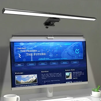 아이 케어 책상 램프, LED 컴퓨터 PC 모니터 스크린 라이트 바, 무단 디밍 독서, USB 전원 걸이식 테이블 램프, 30cm