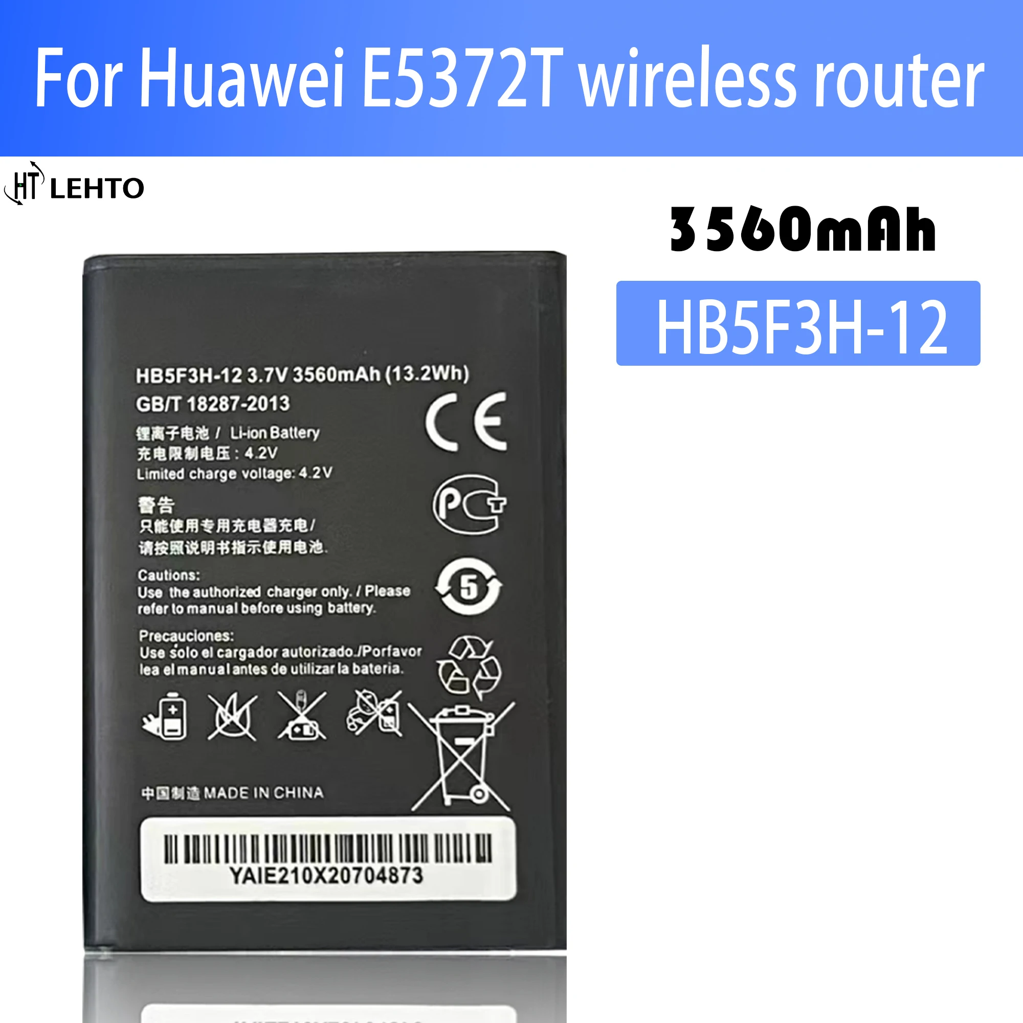 

New 100% Orginal HB5F3H HB5F3H-12 3560mAh Battery For Huawei E5372T E5775 4G LTE FDD Cat 4 wireless WIFI Router Batteria