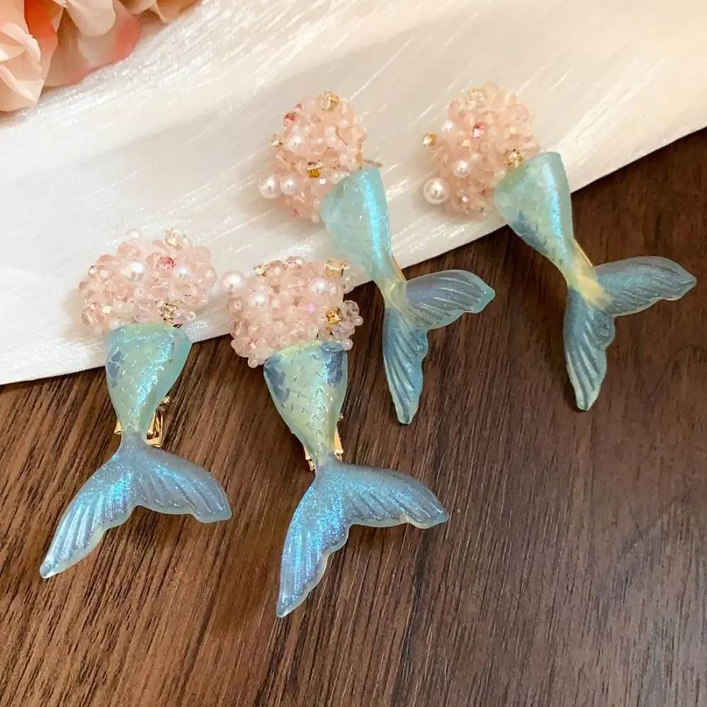 أزياء حلوة حورية البحر الراتنج الأقراط لطيف الساطع ذيل السمكة انخفاض الأقراط الأذن مجوهرات عطلة الشاطئ نمط الأقراط الشاطئ