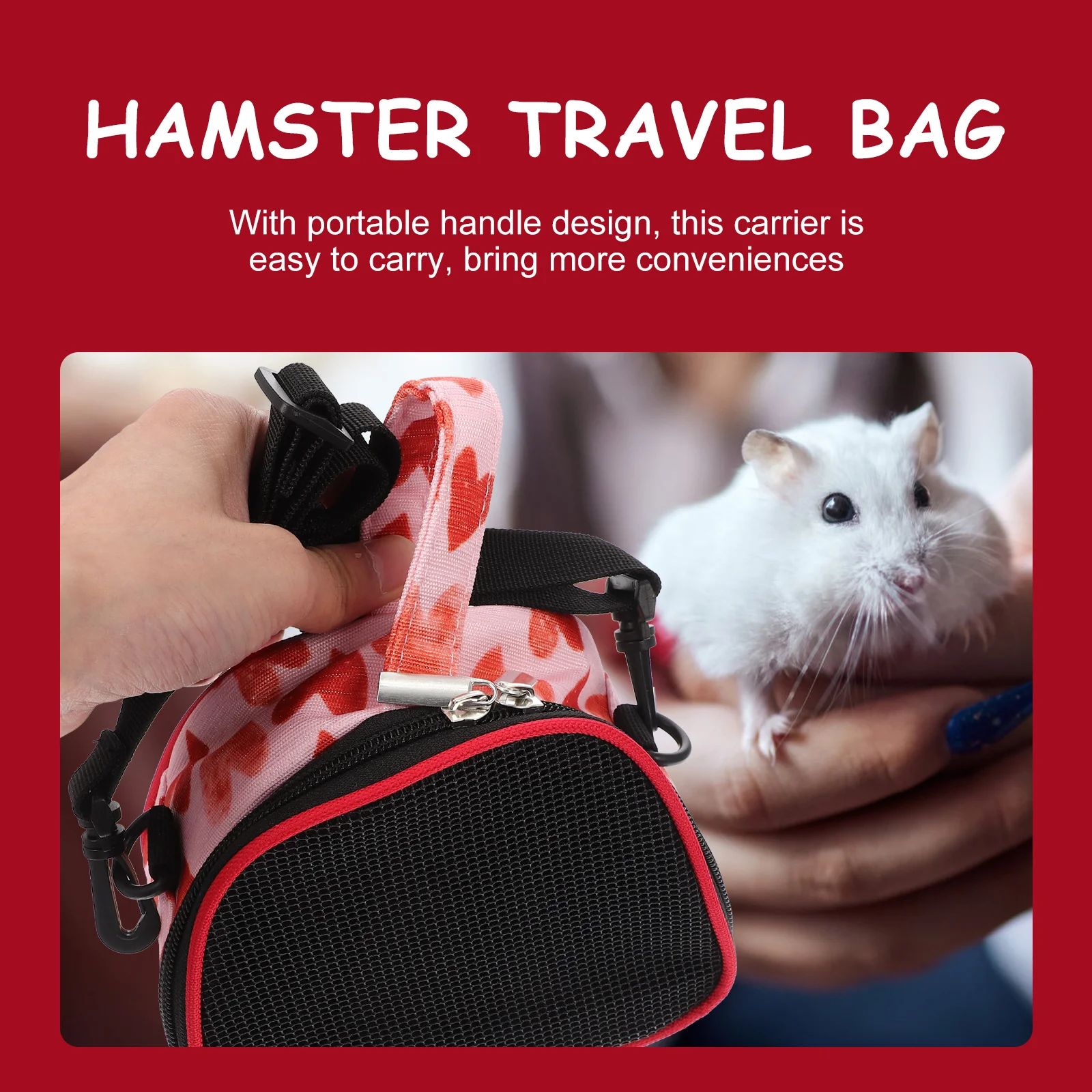 

Small Pet Carrier Bag Breathable Mesh Design Portable Handle for Hamster Guinea Pig Comfortable Travel Outdoor Carrying Solution