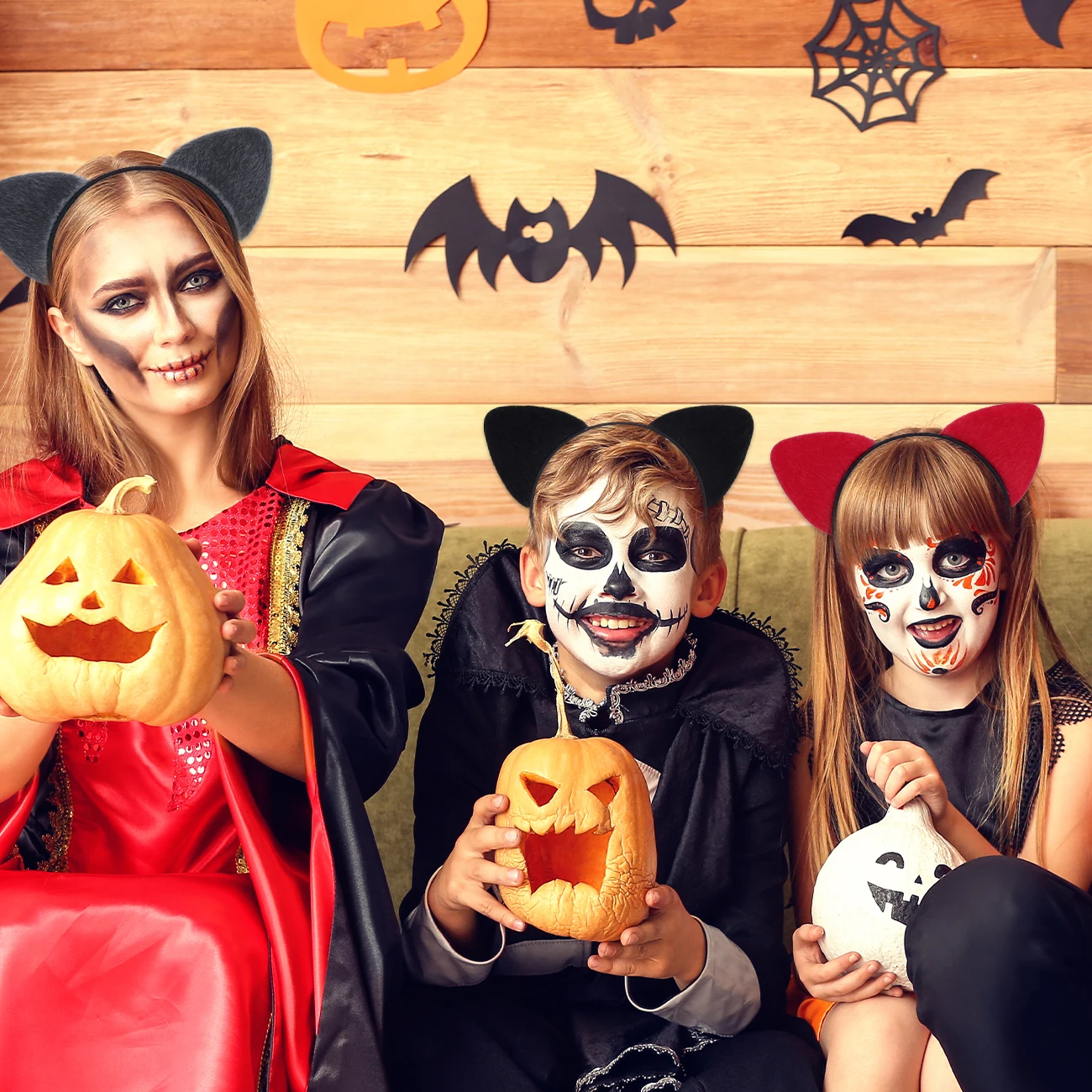 Flauschiges Katzenohren-Stirnband für Frauen, Schwarzes Kätzchenohren-Katzen-Accessoire für Halloween-Katzenfrau-Kostüm – Detail 5