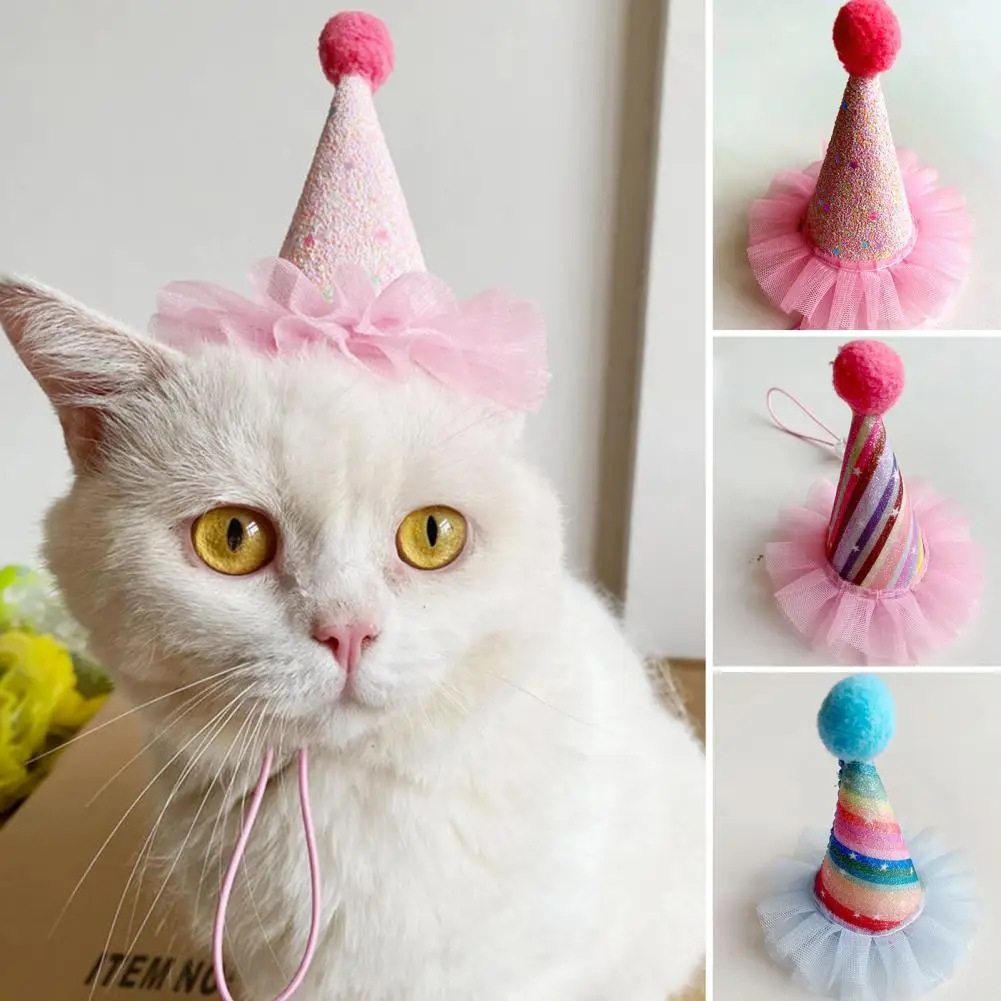 Pet Hat Pet Birthday Hat Set for Cats Dogs Soft Comfortable Adjustable Party Supplies for Festivals Celebrations for Furry