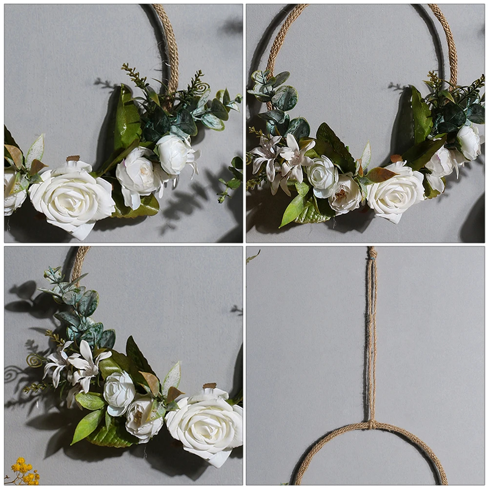 

Simulated Garland Round Hoop Pastoral Wreath Decorative Adornment Vivid Artificial Flower Wall Tapestry Beautiful