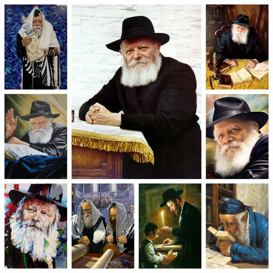 Jewish Rabbi Lubavitch Full Diamond Painting Kits Chabad Rebbe Torah Mosaic Portrait Art Cross Stitch Embroidery Home Decor