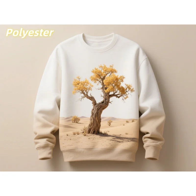 Mountain Tree Sheep Pattern Sweatshirts For Men Women Colorful Gradient 3D Printed Pullover Loose Hoodies Long Sleeve O-Neck Top