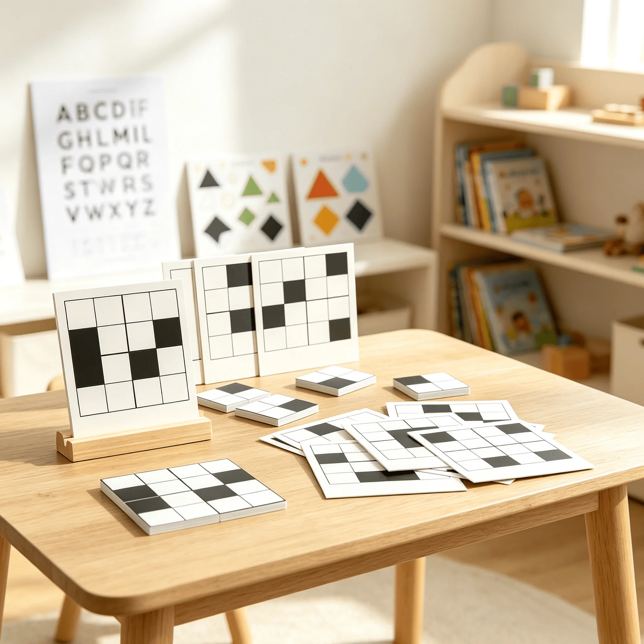 Children's Black And White Logic Space Thinking Puzzle Toy Montessori Early Education Teaching  Block Pattern Matching Game 3+Y
