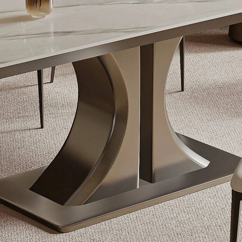 #Modern Simple Rectangular Light Luxury Rock Slab Small Apartment Dining Table Luxury Kitchen Table Unique Dining Furniture