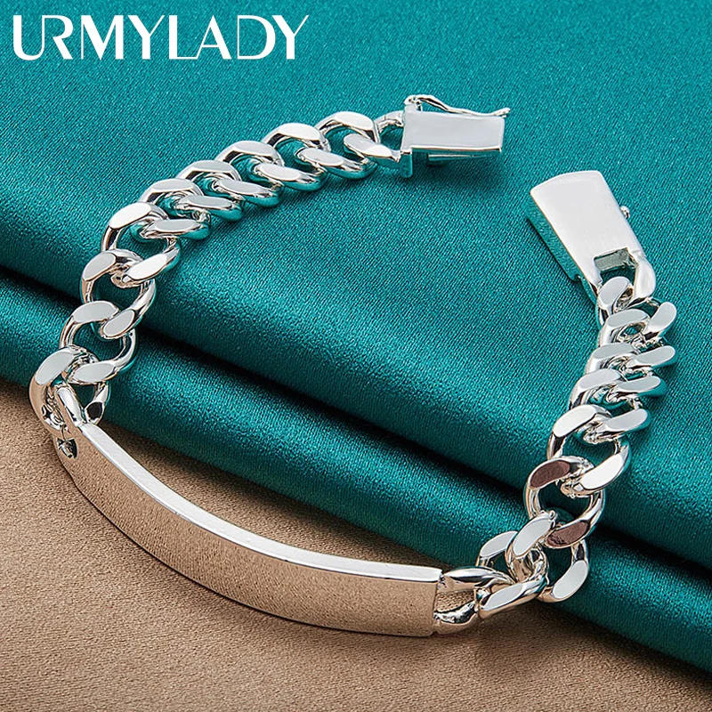 Charm 925 sterling silver design noble pretty 10MM Mens chain Jewelry fashion Geometric Bracelet factory price