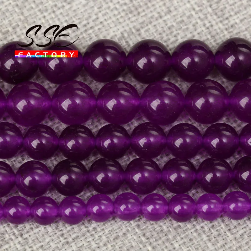 7A Natural Amethyst Jades Chalcedony Beads Loose Round Stone Beads For Jewelry Making DIY Handmade Bracelet Necklace Charms 15''