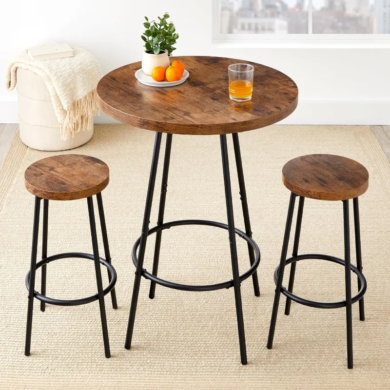 

Bistro Dining Set 3 Piece, Modern Round Counter Height Pub Table, Compact High Top with Bar Stools Pub Dining Set