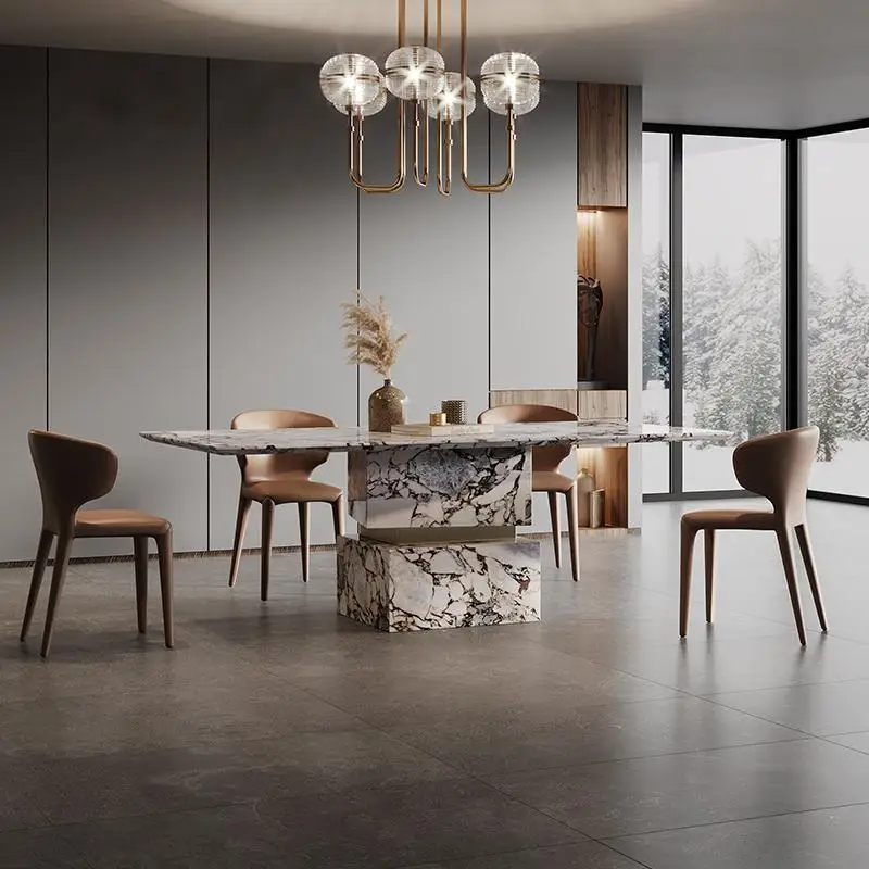 

"Italian Luxury Marble Dining Set - Post-Modern Rectangular Table & Chairs, ENF Eco Custom Designer Dining Table"