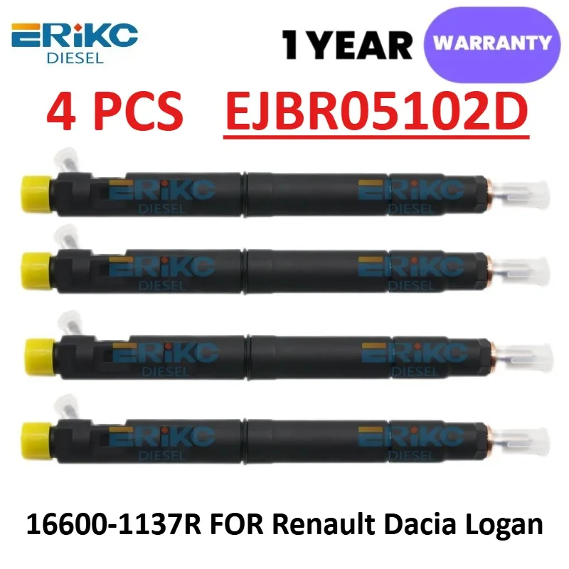 

4PCS Auto Fuel Injector EJBR05102D Diesel Fuel Injector 16600-1137R Spray Nozzle 166001137r FOR Renault Dacia Logan 5102D