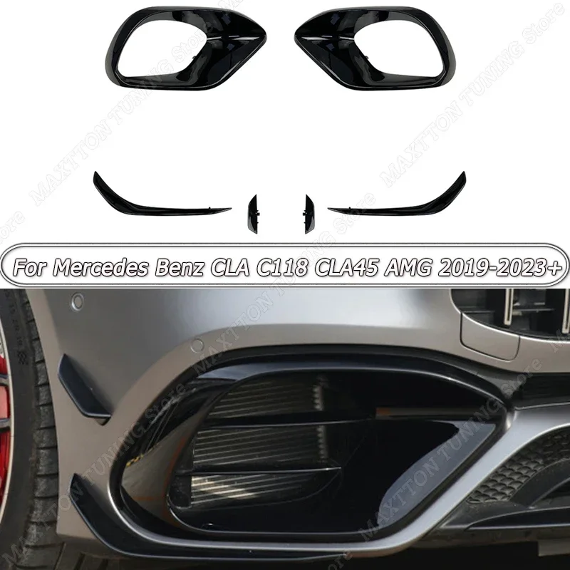 

For Mercedes Benz CLA C118 CLA45 AMG 2019-2023+ Car Front Bumper Surround Front Lip Wind Blade Modification Car Accessories ABS