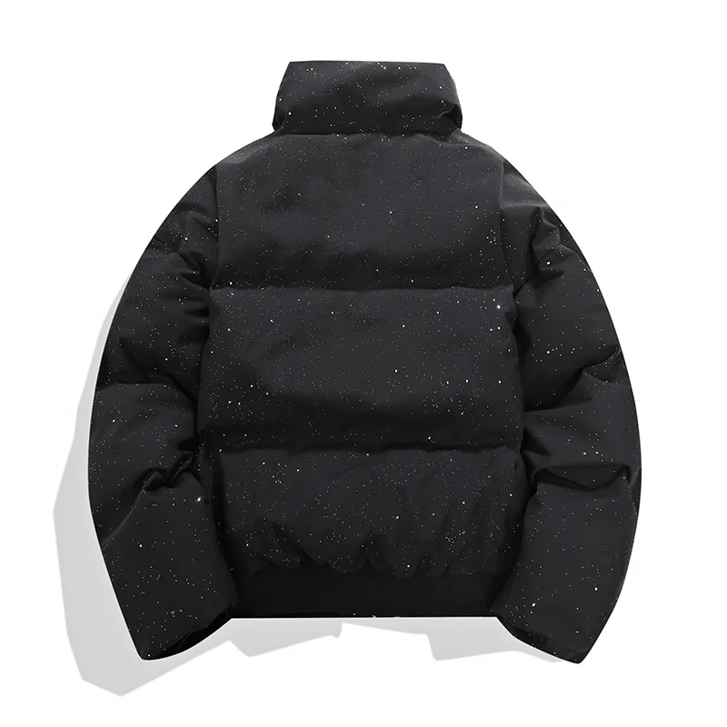 KIDWHXR Parkas Coat Men Winter Fashion Printed Stand Collar Man Jacket Thicken Warm Long Sleeve Zipper Male Casual Outerwear