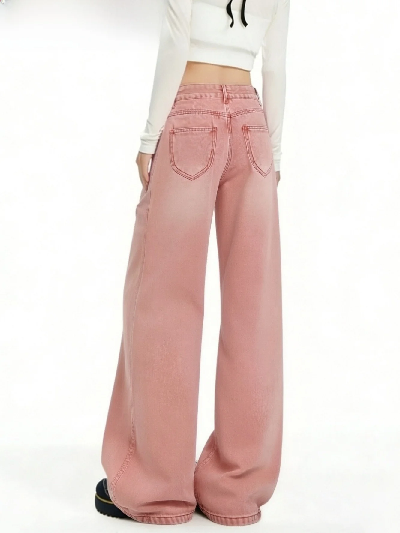 Dopamine Pastel Wide Leg Denim Jeans Women's Spring Summer American Retro Washed Millennium Y2K Loose Fit Flared Pants