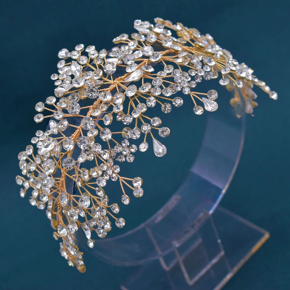 A328 Crystal Bridal Tiaras Luxury Headband Rhinestone Headpiece Vintage Wedding Hair Accessories Princess Queen Hair Jewelry