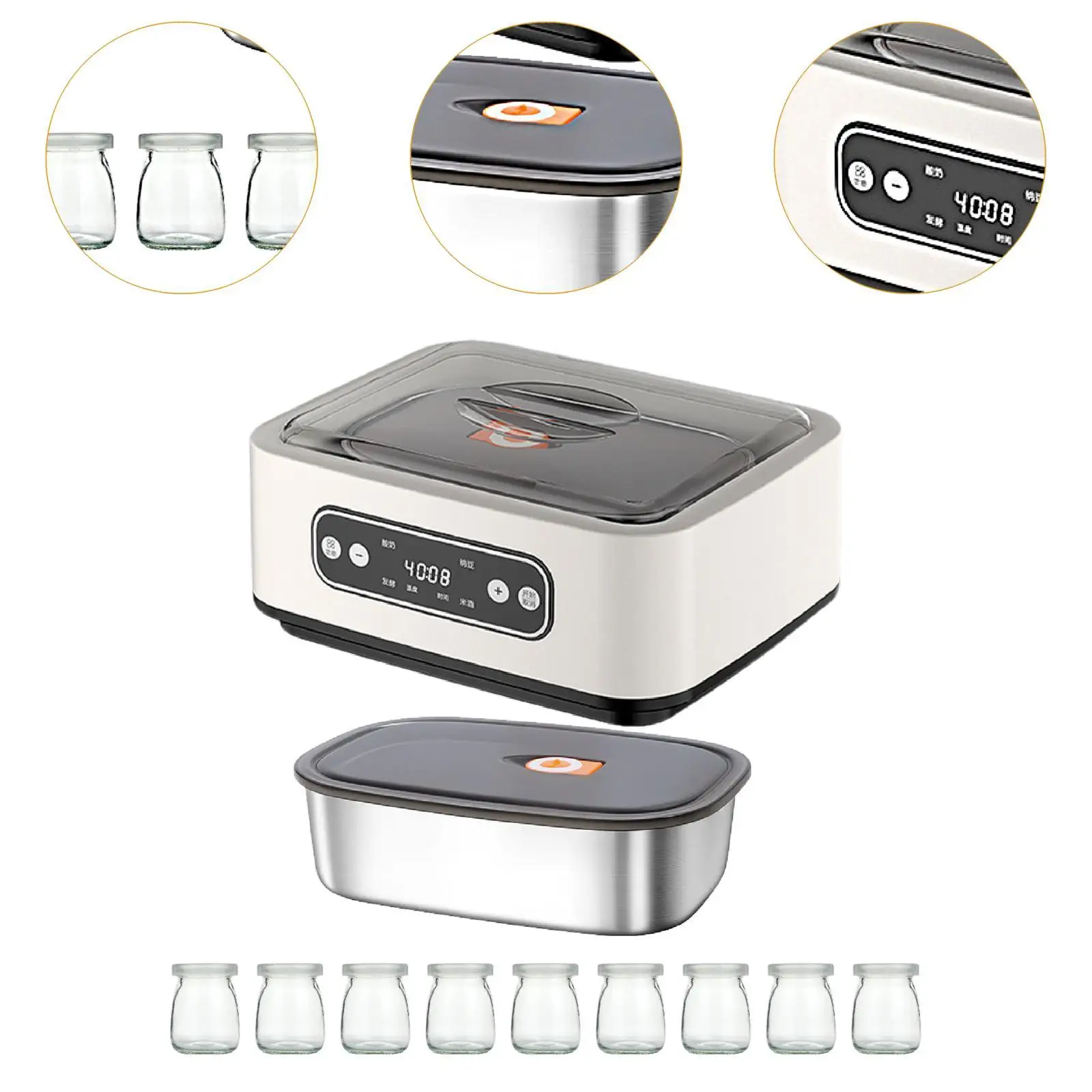 صانع الزبادي المهنية DIY منخفضة الضوضاء المنزلية محلية الصنع الزبادي التلقائي آلة الزبادي متعددة الوظائف الفولاذ المقاوم للصدأ