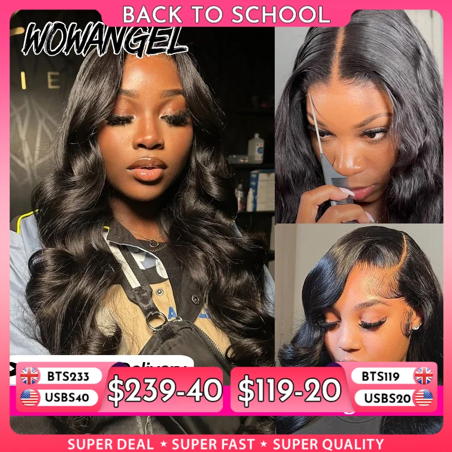 WOWANGEL 13x6 HD Lace Front Wigs 34inch Body Wave Glueless Human Hair Wig 250% Pre Plucked Skins Melted Brazilian Hair For Wowen