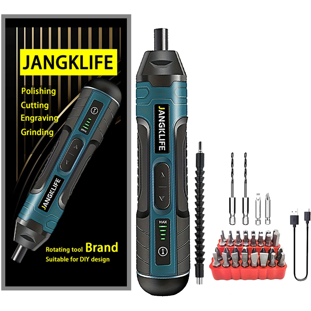 

JANGKLIFE Беспроводная электрическая отвертка Перезаряжаемая литиевая батарея 1300 мАч Мини-дрель 3,6 В Набор электроинструментов