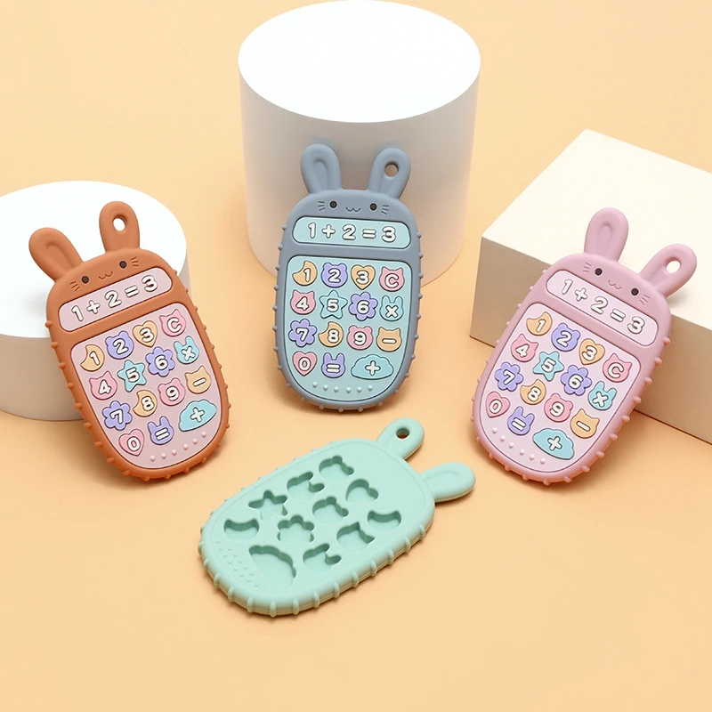 Silicone Baby Teether Toys Food Grade Silicone Mobilephone Rabbit Nursing Teething Toys For Newborn Teether Chew Toys Gift