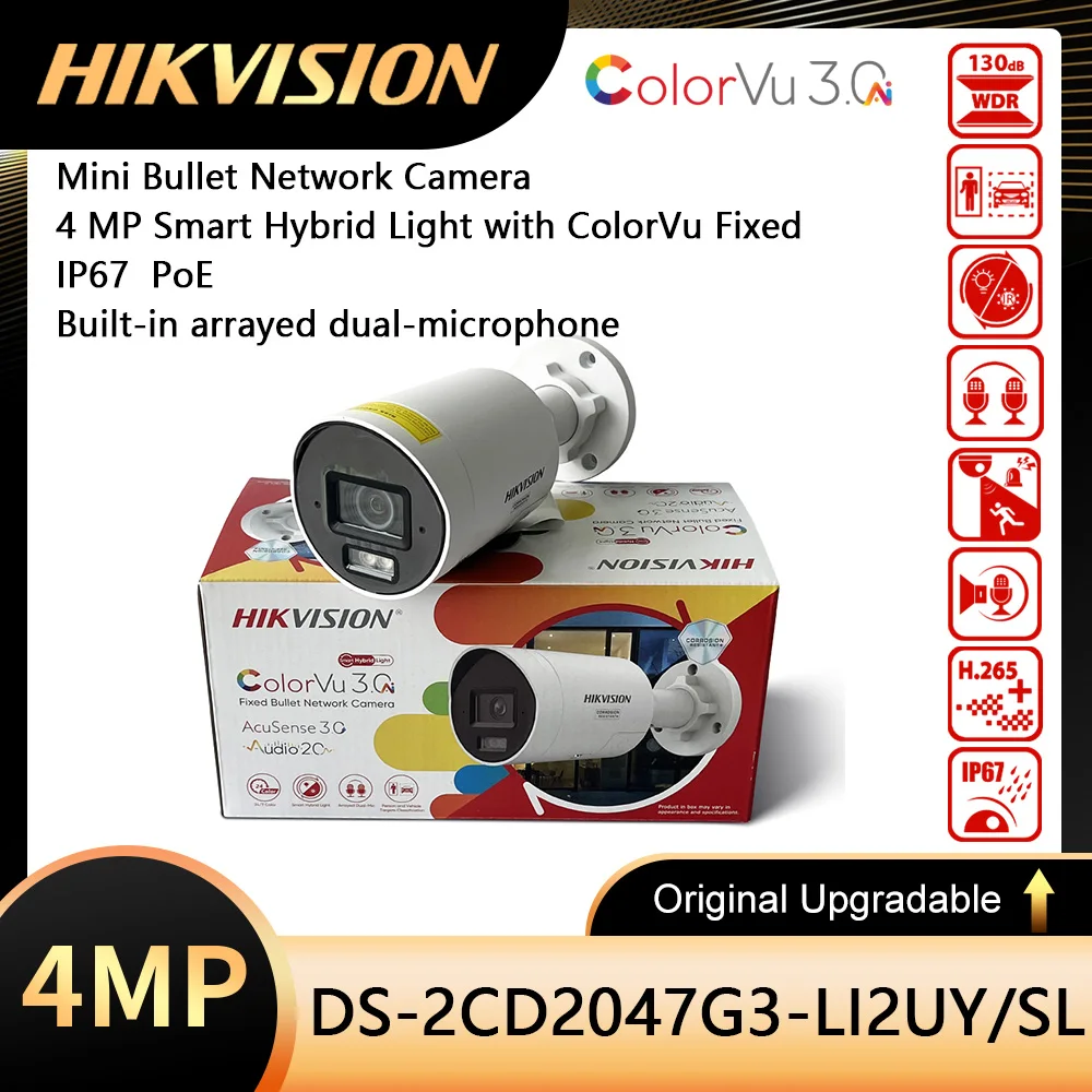 

Hikvision DS-2CD2047G3-LI2UY/SL(RB) 4 MP Smart Hybrid Light with ColorVu 3.0 Fixed Mini Bullet Network Camera HikAI-ISP