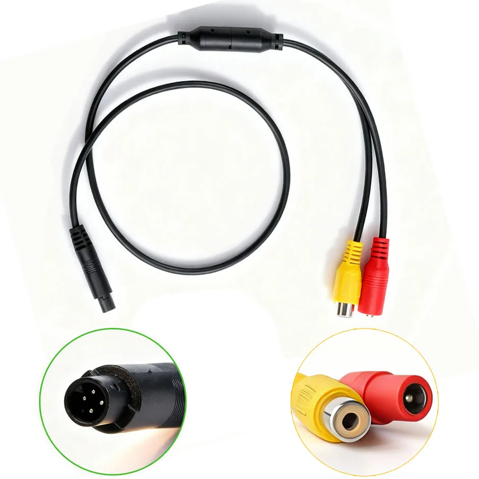 QXNY 4-Pin auf RCA-Buchse Adapterkabel für Auto-Rückfahrkamera, Überträgt Videosignal und Stromversorgung