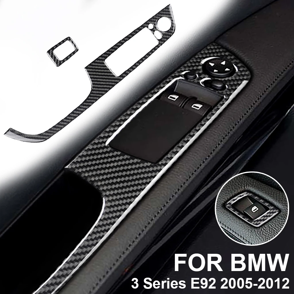 For BMW 3 Series E92 2005 2006 2007 2008 2009 2010 2011 2012 True Carbon Fiber Left Driver Side Door Window Switch Panel Cover