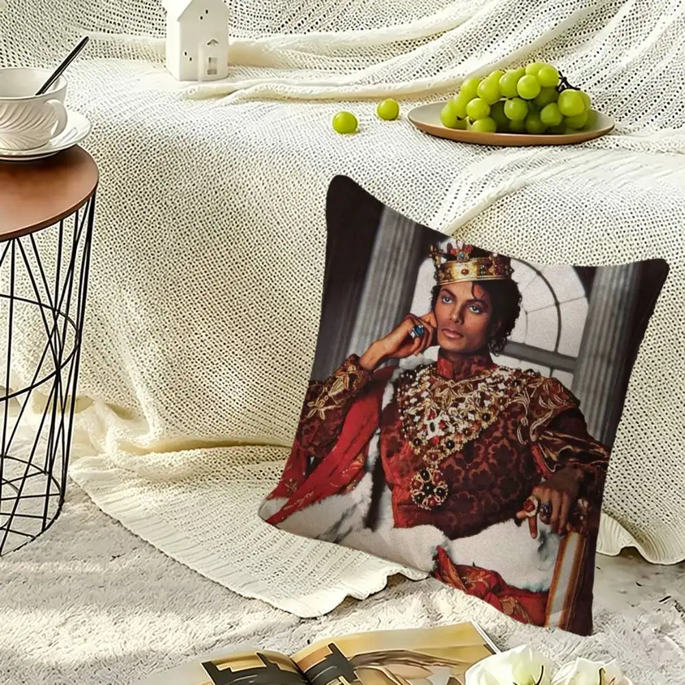 M-Michael Jackson K-King Of Pop Pillow Case Sofa Living Room for Bedroom Headboard Backrest Cushion Square Nap Time