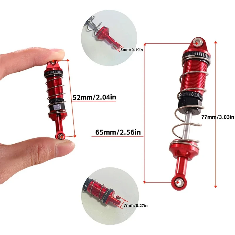WLtoys 1/12 12428 12423 12429 CNC 알루미늄 쇼크 업소버 - 오일 충전 전후방 유니버설 업그레이드 RC 크롤러 트럭용
