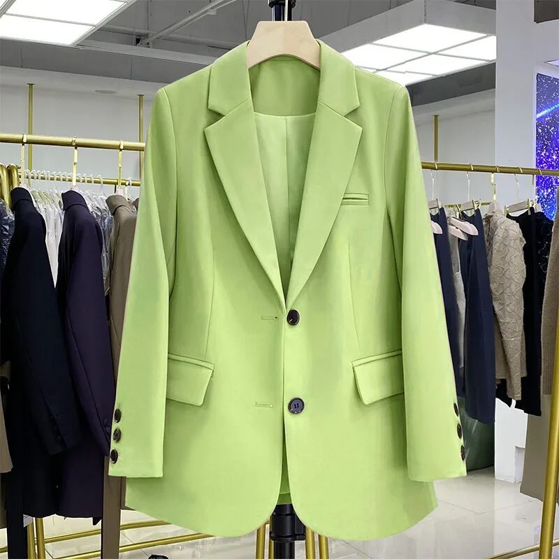 Blazer de manga larga para mujer, chaqueta elegante de lujo, de alta gama, Color caramelo, para oficina