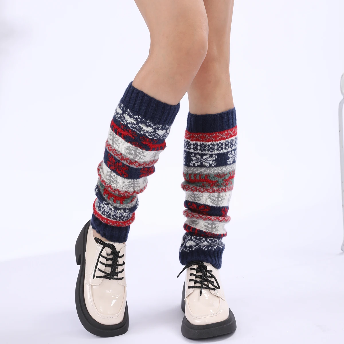 Wool Fabric Ladies Knitted Leg Warmers Colorful Christmas Style Cute Warm Daily Dating Party Use Gift First Choice