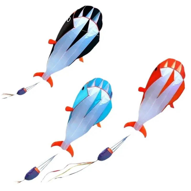 Cometa de playa de animales grandes sin esqueleto, juego de entretenimiento al aire libre, fácil de volar, antidesgarro, ballena suave, 1 Uds.