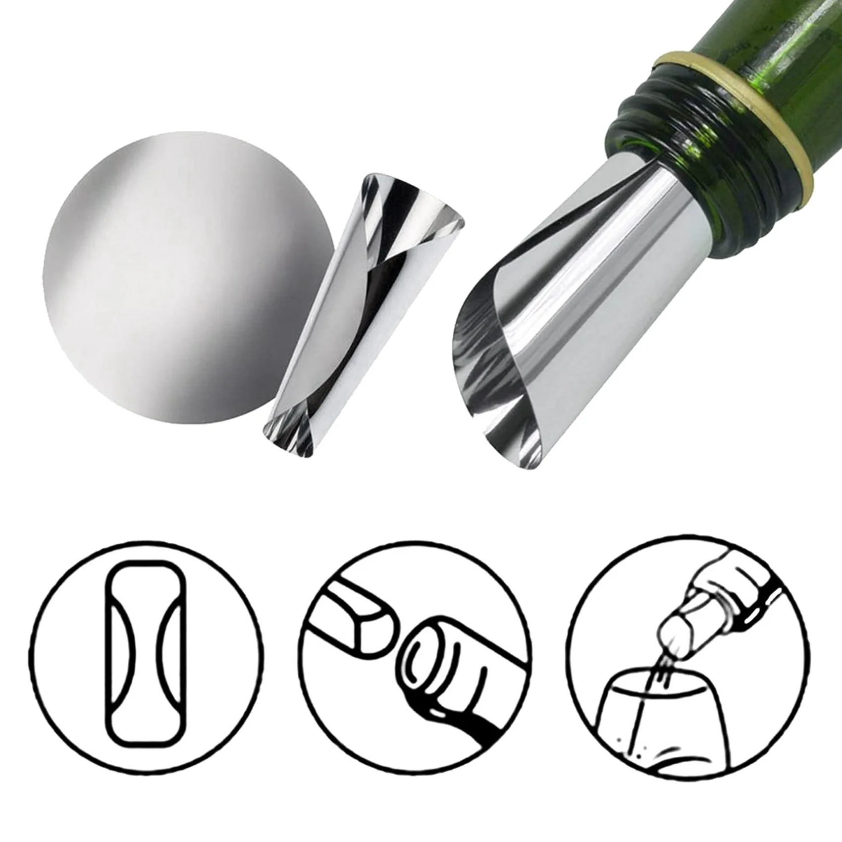 HLZS-300 Pcs 3 Inch Silver Wine Pourer Discs Drip-Proof Drip Pouring Pour Spout Pour Wine Thin Slice