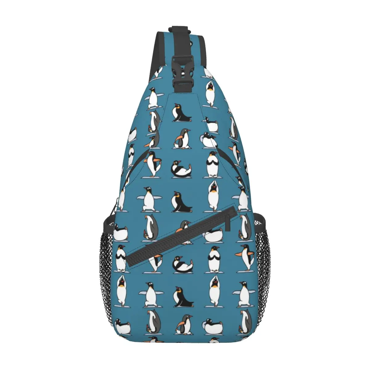 Schattige Pinguïn Yoga Sling Bag Borst Crossbody Schouder Rugzak Wandelen Reizen Dagrugzakken Cartoon Dier Cool School Tassen