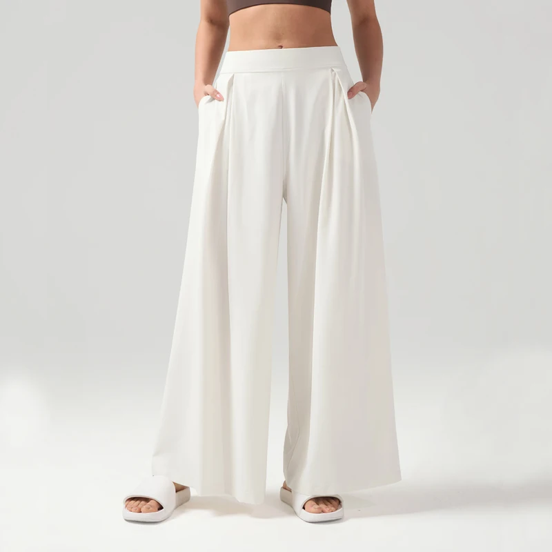 

VITALINOVO легкие драпированные широкие брюки для женщин 27 дюймов, удобные струящиеся брюки для путешествий, свободные брюки для тренировок в тренажерном зале с карманами