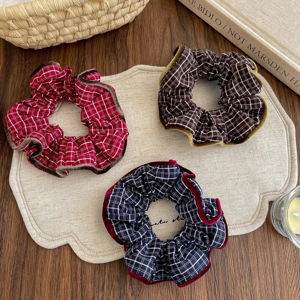 

Contrasting Color Plaid Scrunchies Elastic Hair Band Girl Hair Rope Tie Rubber Band Hair Accessories Ponytail Headwear Headband