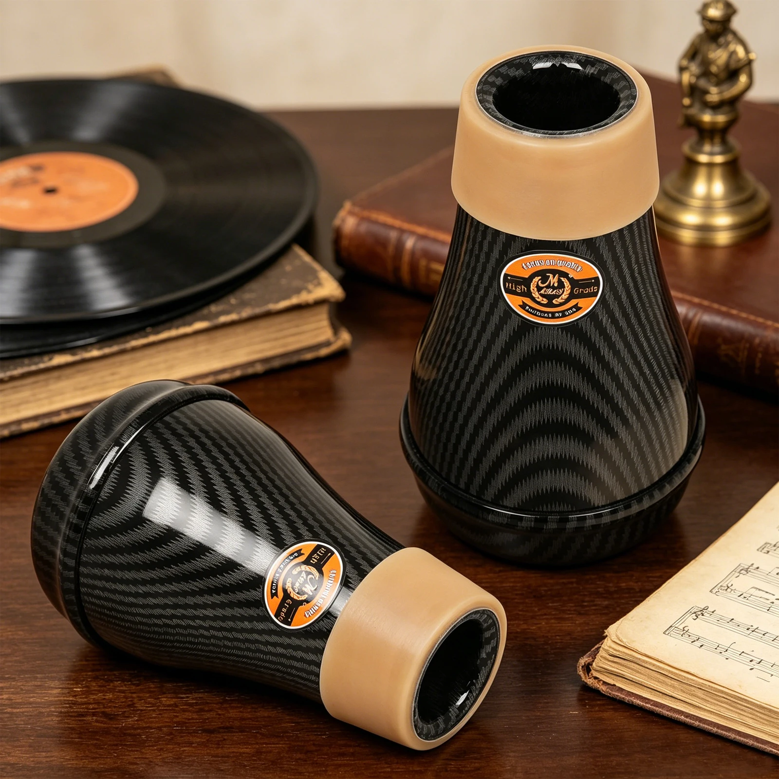 M MBAT Trombone Mute – Carbon Fiber Texture, Lightweight, Anti-Slip Rubber Top, Acoustic Chamber, Portable Trombone Mute