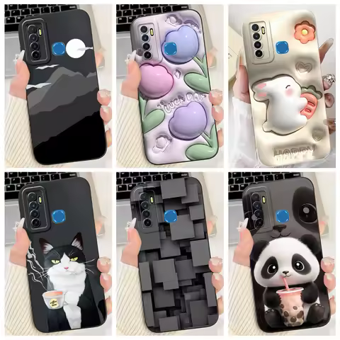 For Tecno Camon 15 / 15 Air / 16S / Spark 5 / 5 Pro Phone Case Cover Flower Rabbit Panda Avocado Soft Silicone Protective Bumper