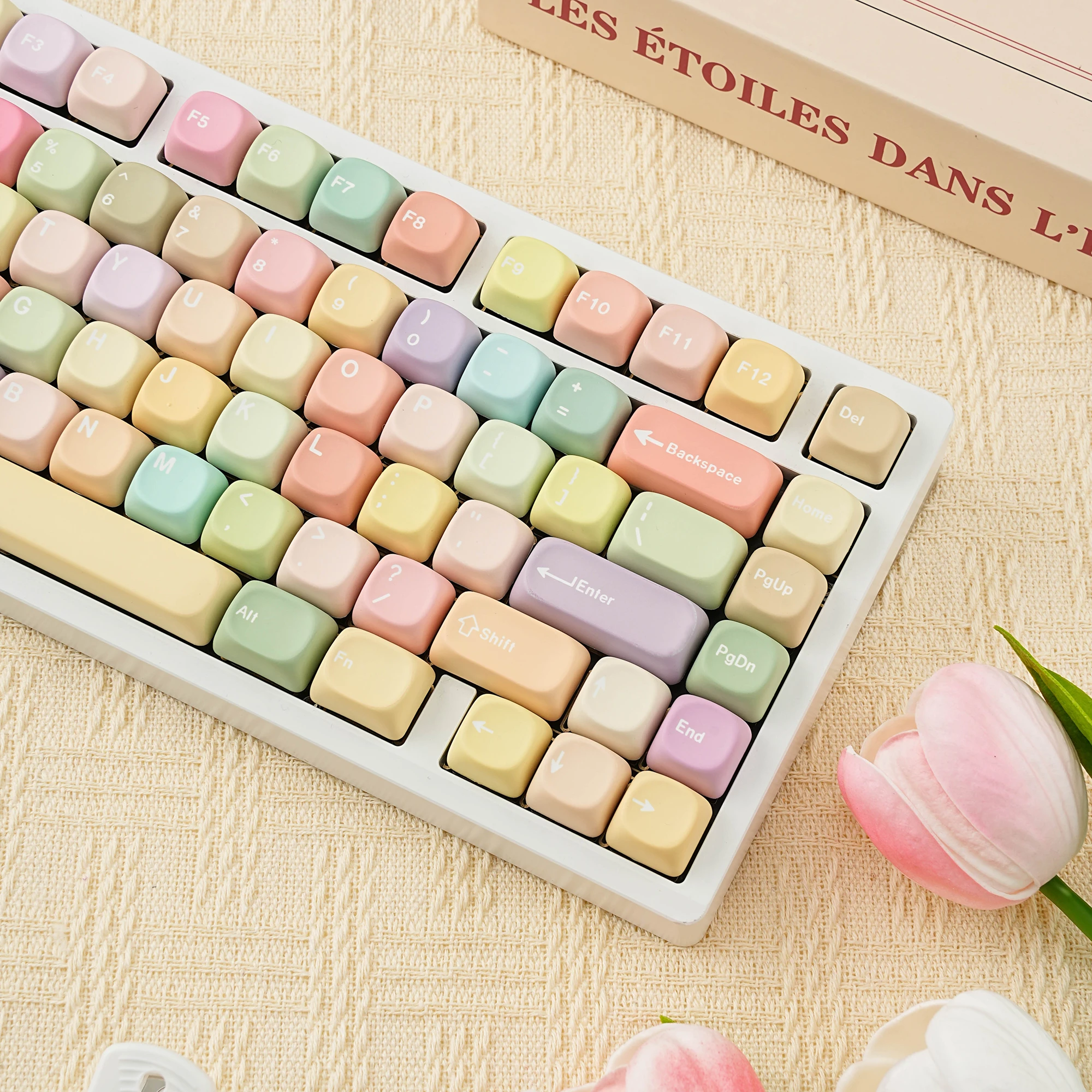 MOA Candy Color PBT Keycaps Round Keycap Cute Dye Sub Korean Russian French Spanish German Abnt2 Arabic For Mechanical Keyboard