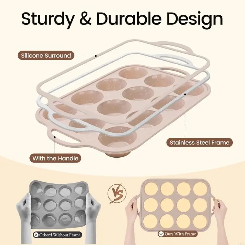 Multipurpose Silicone Muffins Tray Oven Safe To 230℃ Safe Flexible Design For Baking Cakes Brownies Chocolate Mousses Y4QC