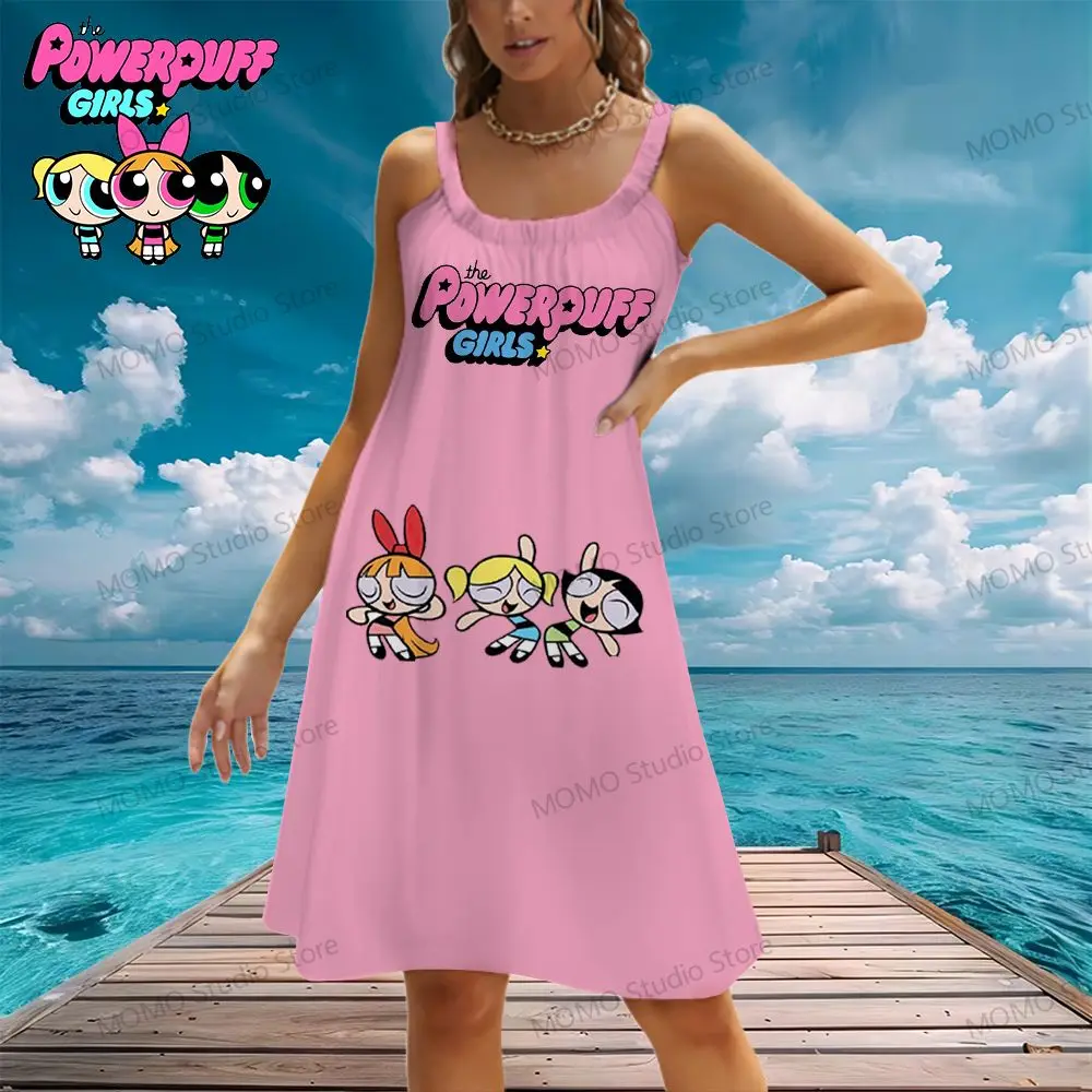 

Women's Beach Dress The Powerpuff Girls Sling Kawaii 2024 Cheap Clothes Leisure Fashion Cool S-3XL Summer Y2k Lovely Street Wear