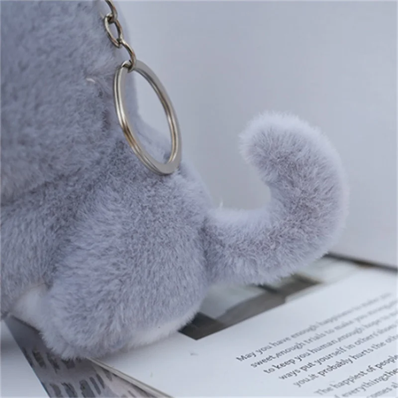 1 個 12 センチメートルかわいいぬいぐるみ猫のおもちゃ人形キーリングデスクトップ装飾黒猫キーホルダーギフト漫画バッグ装飾品