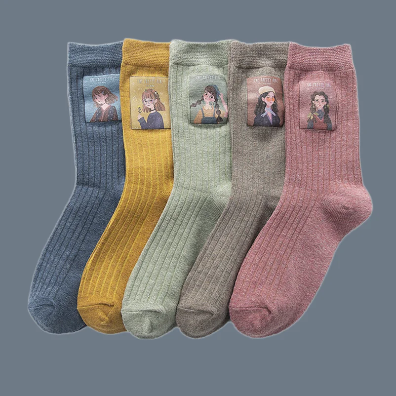 

5/10 Pairs High Quality Socks For Women's Socks Puppy Cute Girl Stacked Socks Autumn and Winter Style Internet Celebrity Socks