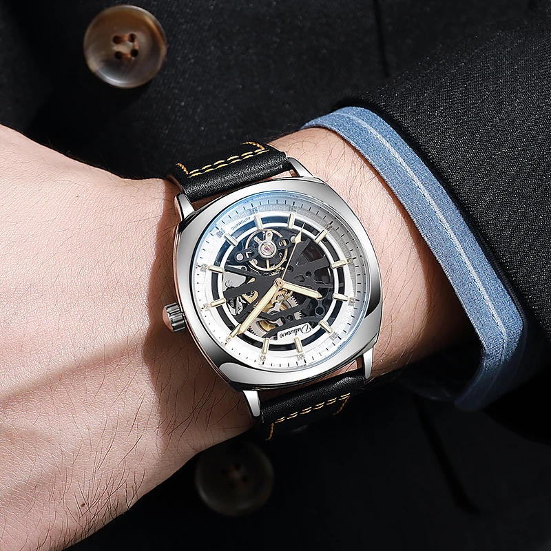 

Dulunwe New Tourbillon Watch Men Waterproof Automatic Mechanical Business Hollow Watches for Men Relogios Masculino