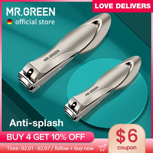 Imagen 1 del producto MR.GREEN cortaúñas de acero inoxidable antisalpicaduras cortador de uñas herramientas de manicura diseño biónico cortaúñas tijeras de pedicura