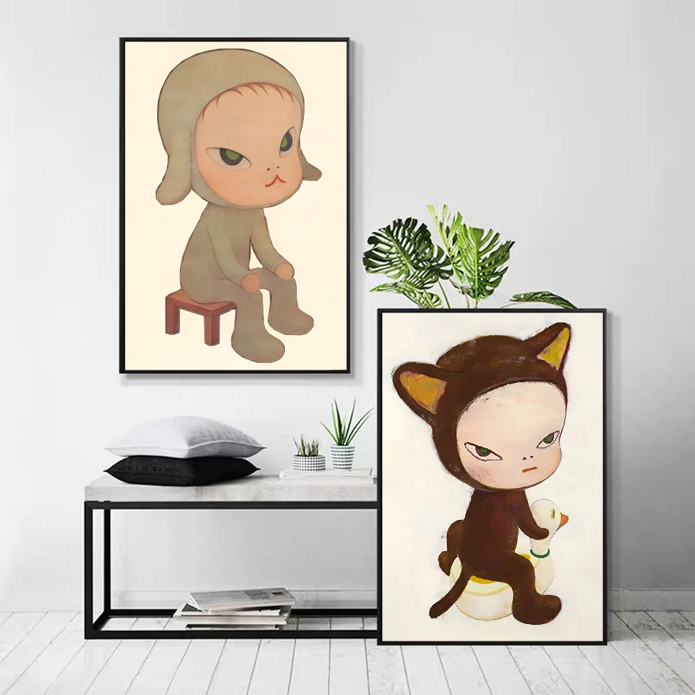 Yoshitomo Nara Art Cartoon Poster Movie Sticky Posters Retro Kraft Paper Sticker DIY Room Bar Cafe Aesthetic Art Wall Painting