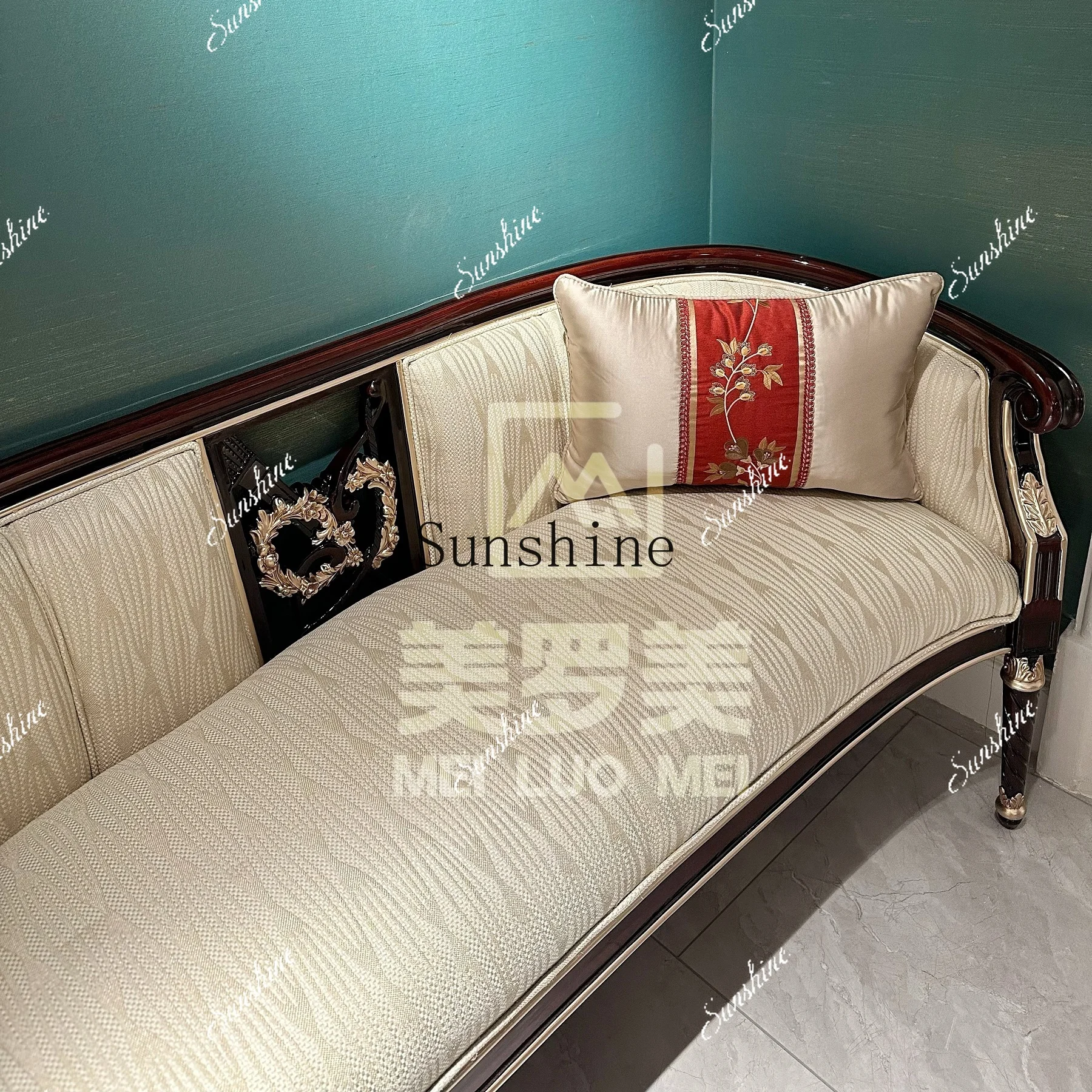 

French retro solid wood sofa chair living room casual light luxury high sense long bedside stool FT