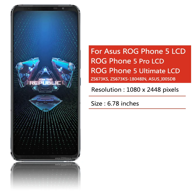 Pantalla LCD AMOLED de 6,78 pulgadas para Asus ROG 5 Phone 5 Pro ZS673KS, montaje de digitalizador con pantalla táctil para teléfono ROG 5 Ultimate