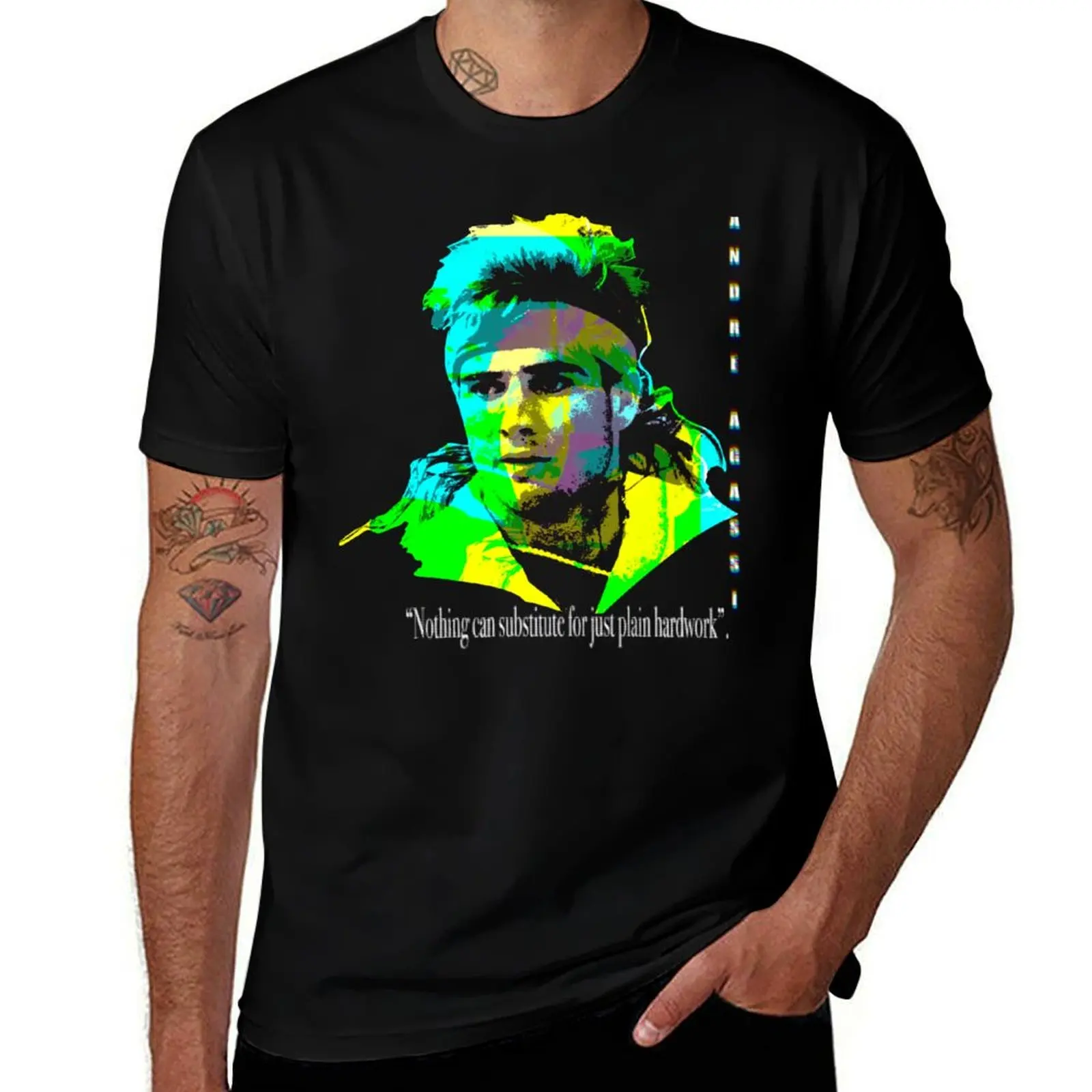 

Tennis Fan Art - Andre Agassi T-Shirt custom shirt summer clothes anime stuff clothes for men