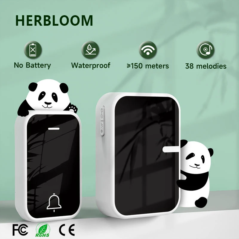 Self-Powered Wireless Door Bell No Battery Deep Waterproof Long Range Remote Control Loud Volume Electronic Doorbell for Home
